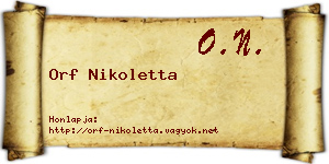 Orf Nikoletta névjegykártya